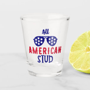All American Stud Patriotic Sunglasses Celebration Shot Glass