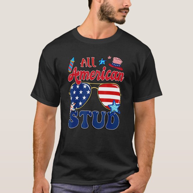 All American Stud Sunglasses American Flag 4th Of  T-Shirt (Front)