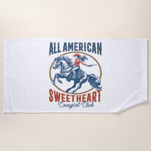 All American Sweetheart Cowgirl Beach Towel (Front)