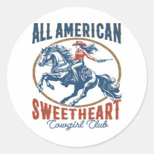 All American Sweetheart Cowgirl Classic Round Sticker