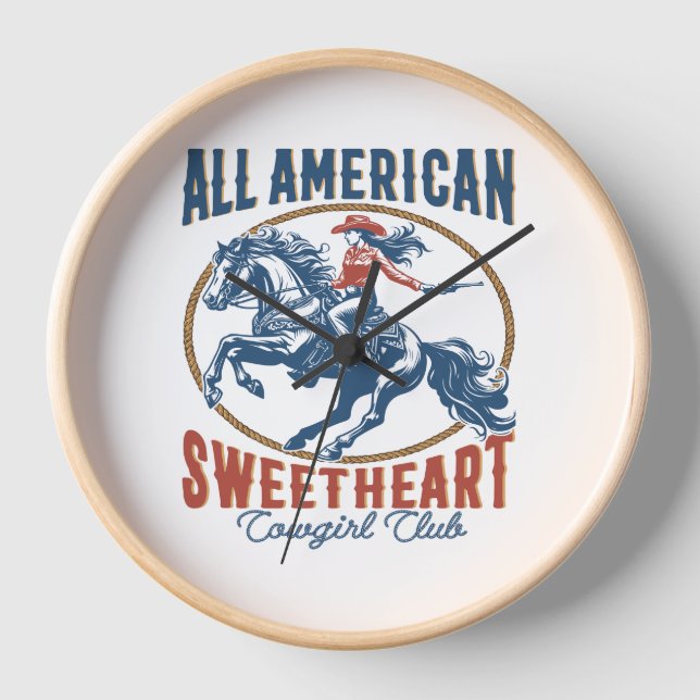 All American Sweetheart Cowgirl Clock (Front)
