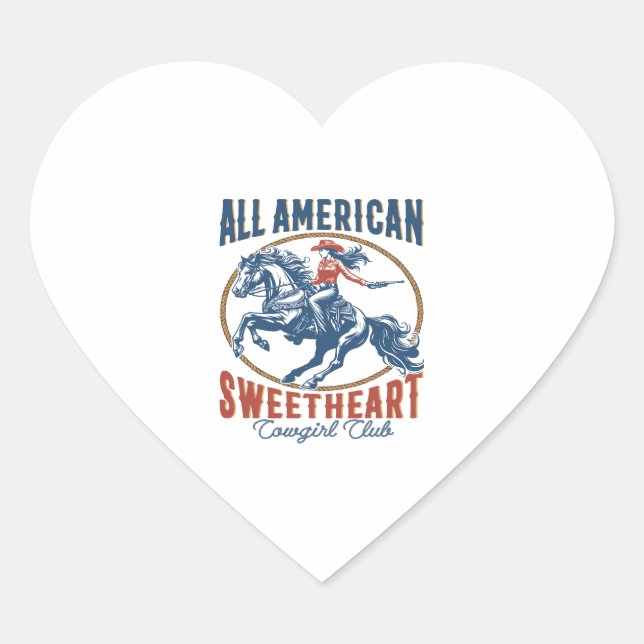 All American Sweetheart Cowgirl Heart Sticker (Front)