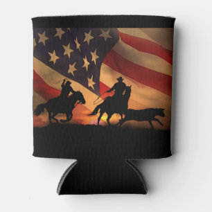 All American Team Roping Rodeo Can Cooler