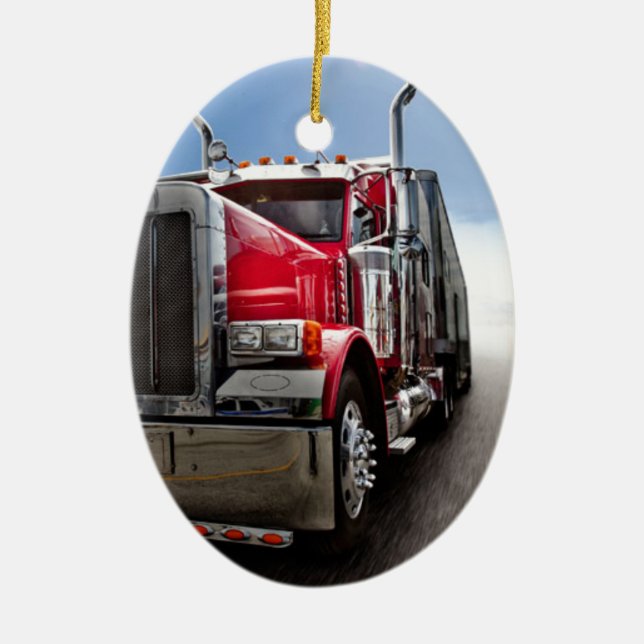 All American Trucker Ceramic Tree Decoration (Front)