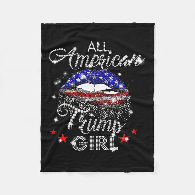 All American Trump Girl Mouth Diamond  Fleece Blanket (Front)