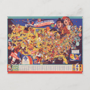 All-American Vintage Football Map Postcard