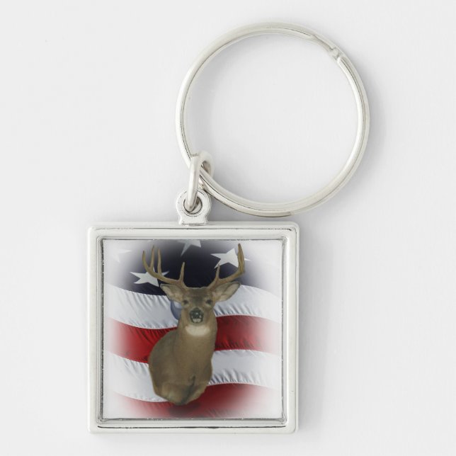 All American Whitetail Deer Hunter Keychain (Front)