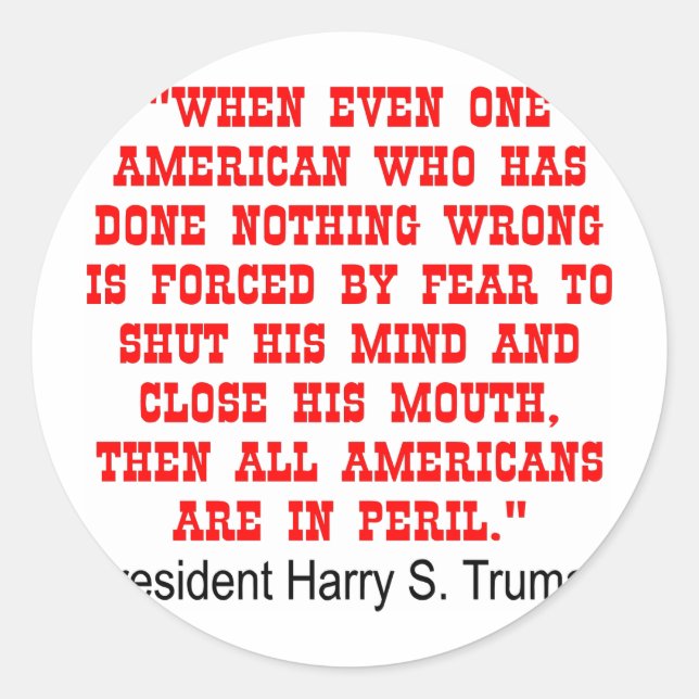 All Americans Are In Peril Classic Round Sticker (Front)