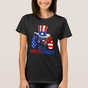 All Amerigamer Video Game USA Flag Happy 4th Of Ju T-Shirt