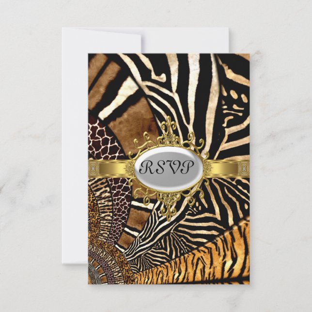 All Animal Skin look Birthday Party RSVP Card (Front)