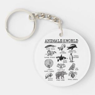 All Animals of the World Vintage Funny Animal Meme Key Ring
