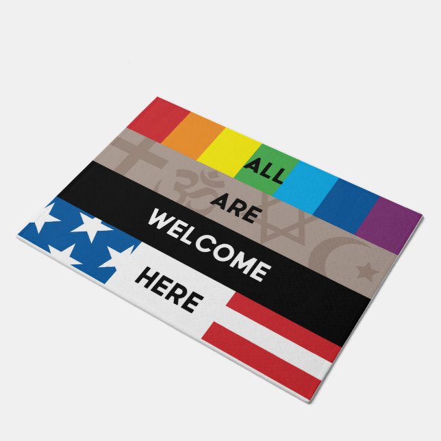 All Are Welcome Here Doormat (Angled)