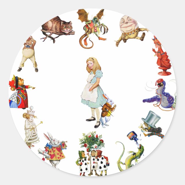 All Around Alice in Wonderland Classic Round Sticker (Front)