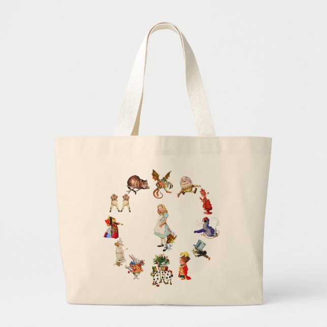 All Around Alice in Wonderland Large Tote Bag (Front)
