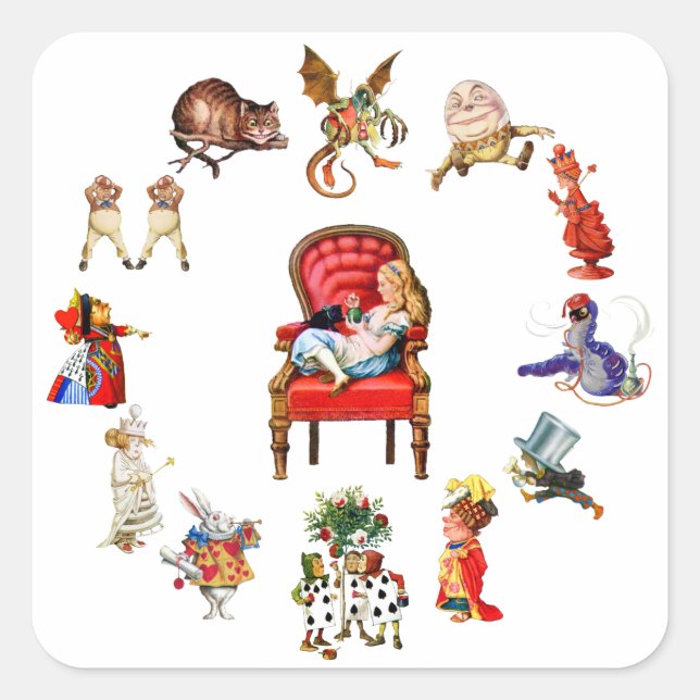 All Around Alice in Wonderland Square Sticker (Front)