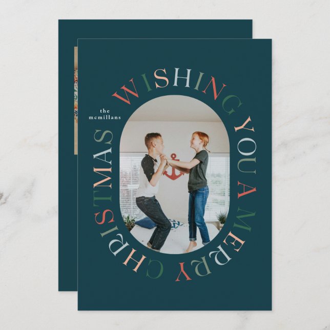 All Around Merry Christmas Colourful Photo Card (Front/Back)