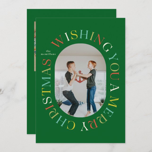 All Around Merry Christmas Colourful Photo Card (Front/Back)