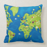 All Around the World Cushion<br><div class="desc">Artist: Pamela Mayer | A map of the world.</div>