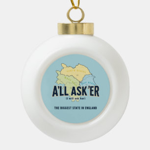 A'll Asker – Yorkshire's Biggest State Ceramic Ball Christmas Ornament