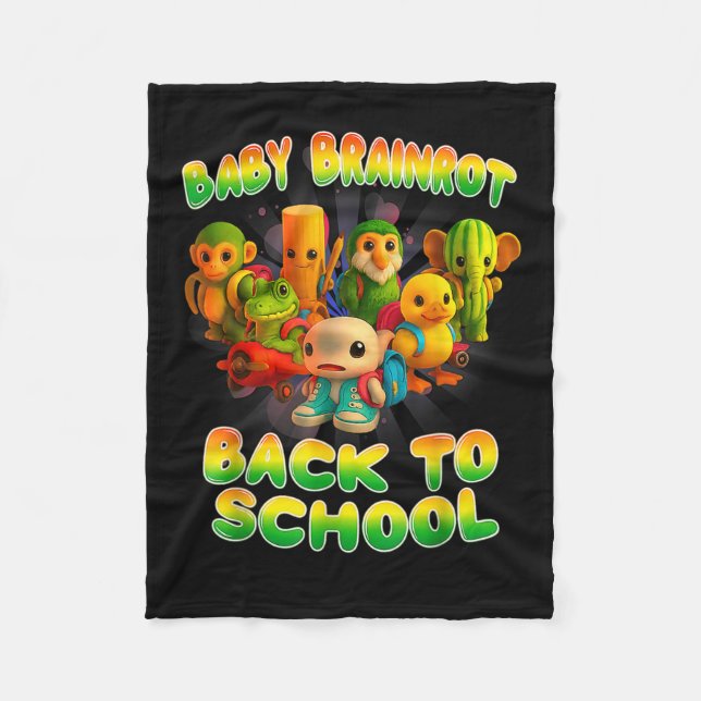 All Baby Brainrot Italian Meme Cute Back To School Fleece Blanket (Front)