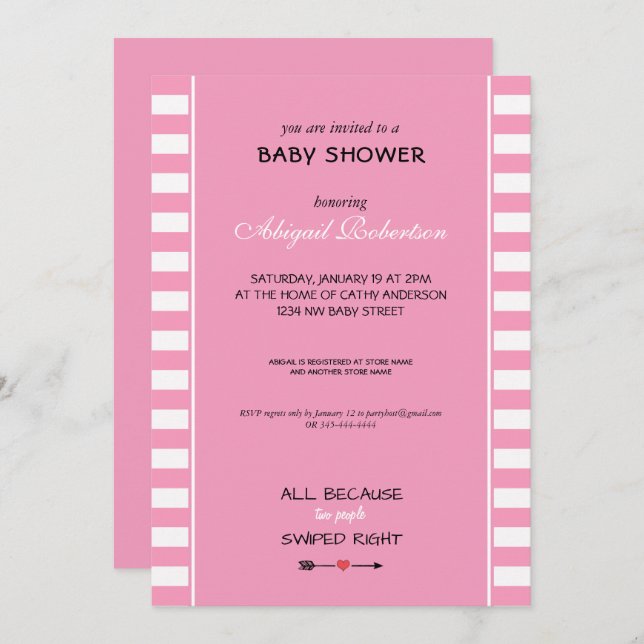 All Because Two People Swiped Right Baby Shower In Invitation (Front/Back)