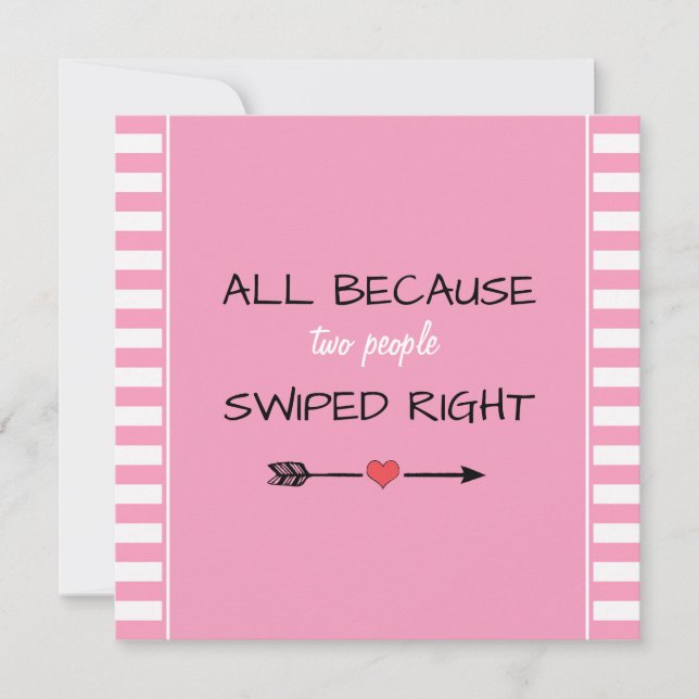 All Because Two People Swiped Right Baby Shower Thank You Card (Front)
