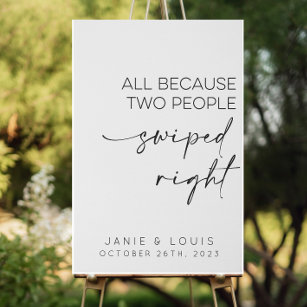 All Because Two People Swiped Right Wedding  Faux Canvas Print