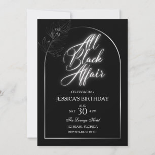 All Black Affair Birthday Party  Invitation