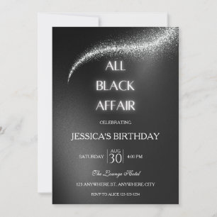 All Black Affair Birthday Party  Invitation