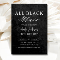 All Black Affair Birthday Party Modern Elegant