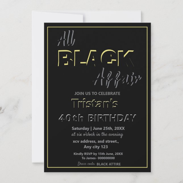 All Black Affair  Invitation (Front)