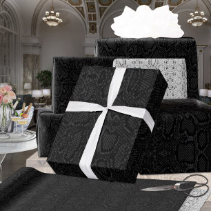 All Black Exotic Python Snakeskin Wrapping Paper