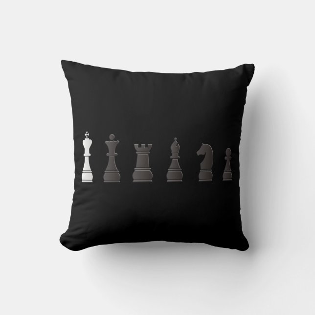 All black one white, chess pieces cushion (Front)