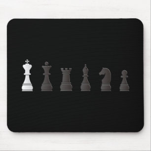 All black one white, chess pieces mouse mat