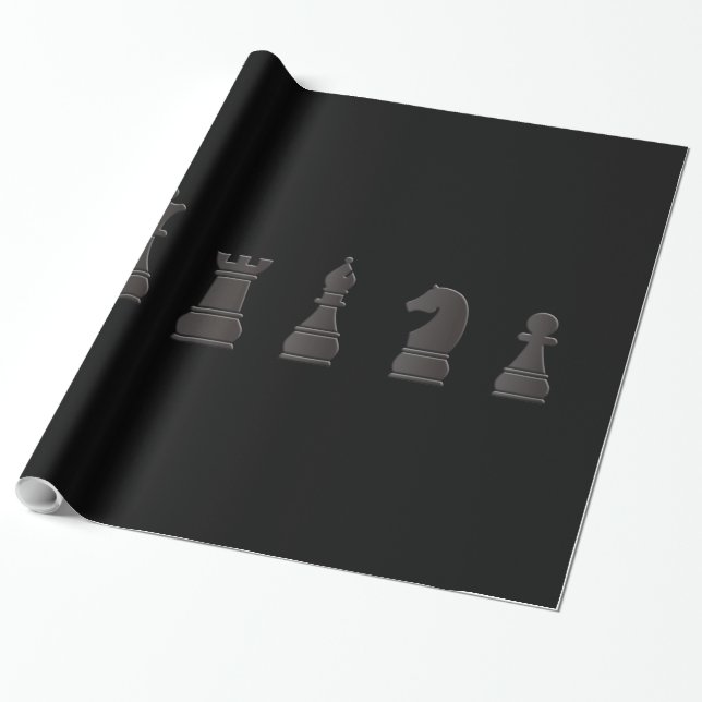 All black one white, chess pieces wrapping paper (Unrolled)