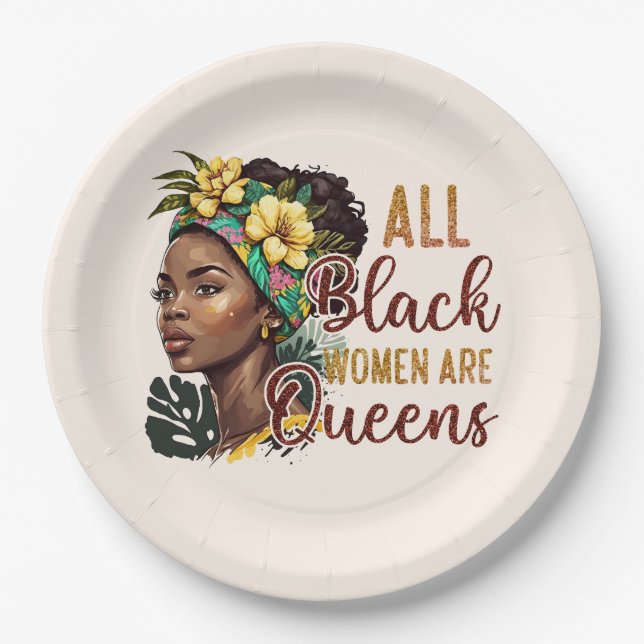 All Black Women Are Queens  Paper Plate (Front)