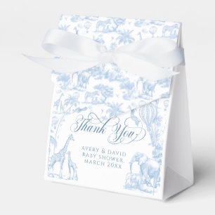 All Blue Toile Safari Animal Baby Boy Shower Favour Box