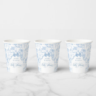 All Blue Toile Safari Animal Baby Boy Shower Paper Cups