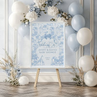 All Blue Toile Safari Animal Baby Boy Shower
