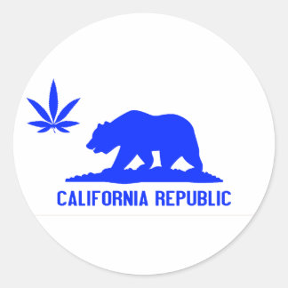 All Blue Weed CA Classic Round Sticker