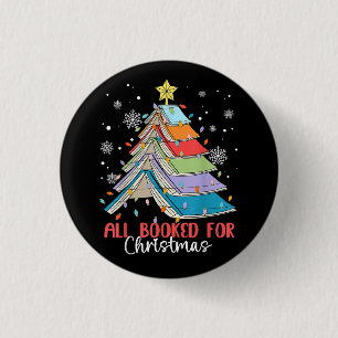 All Booked For Christmas Book Christmas Tree Light 3 Cm Round Badge