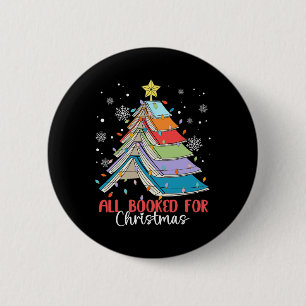 All Booked For Christmas Book Christmas Tree Light 6 Cm Round Badge