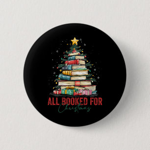 All Booked For Christmas Book Christmas Tree Light 6 Cm Round Badge