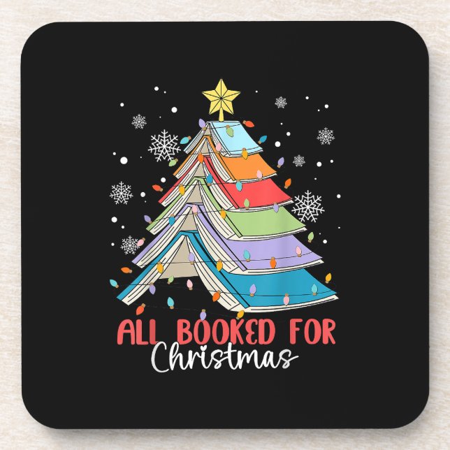 All Booked For Christmas Book Christmas Tree Light Coaster (Front)