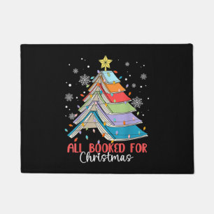 All Booked For Christmas Book Christmas Tree Light Doormat