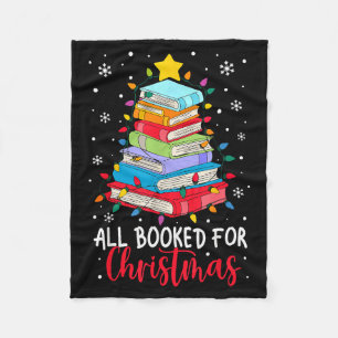 All Booked For Christmas Book Christmas Tree Light Fleece Blanket