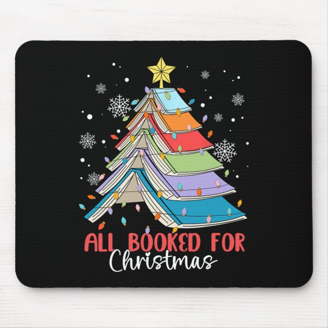 All Booked For Christmas Book Christmas Tree Light Mouse Mat (Front)