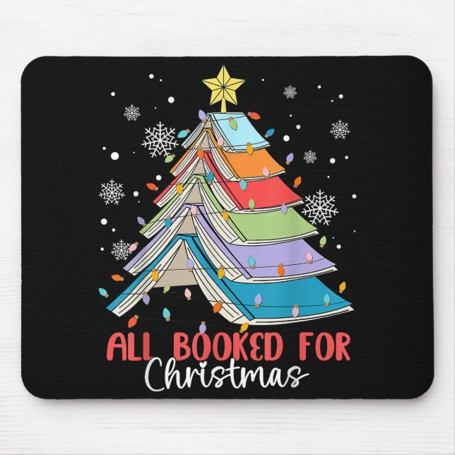All Booked For Christmas Book Christmas Tree Light Mouse Mat (Front)