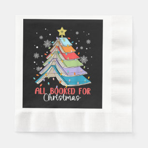 All Booked For Christmas Book Christmas Tree Light Napkin