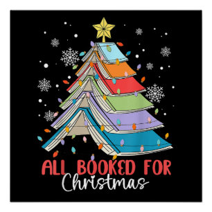 All Booked For Christmas Book Christmas Tree Light Poster